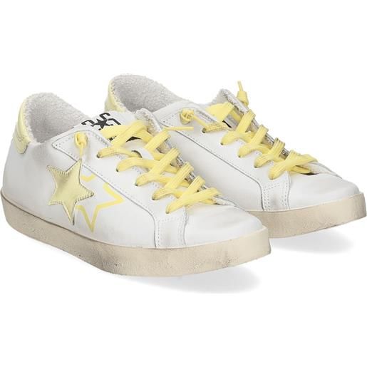 2Star sneaker low bianco vernice gialla