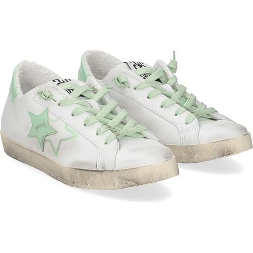 2Star sneaker low bianco vernice verde