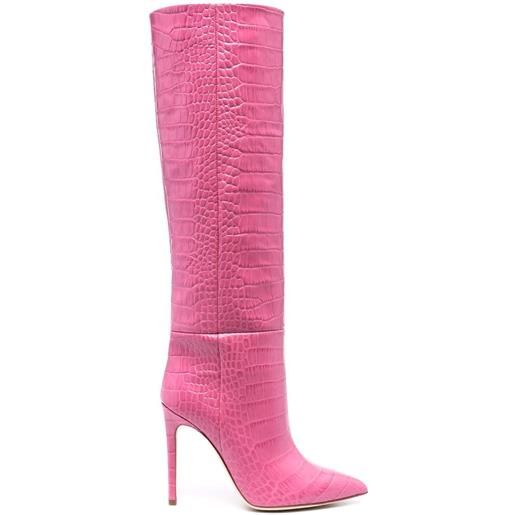 Paris Texas stivali con effetto coccodrillo 120mm - rosa