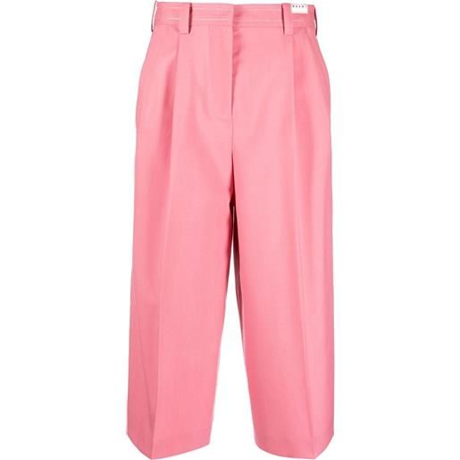 Marni pantaloni crop a gamba ampia - rosa