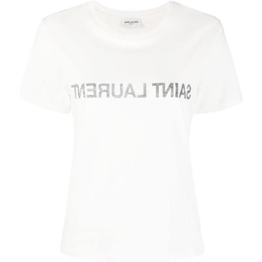 Saint Laurent t-shirt reverse con stampa - bianco