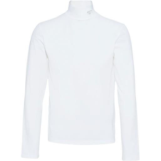 Prada t-shirt a maniche lunghe con placca logo - bianco