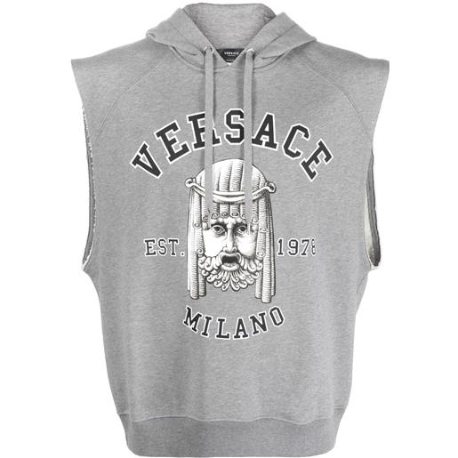 Versace canotta con cappuccio - grigio