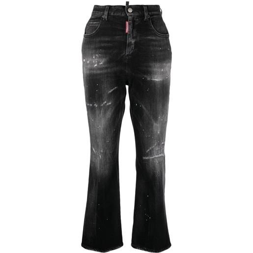 Dsquared2 jeans svasati con effetto vissuto - nero