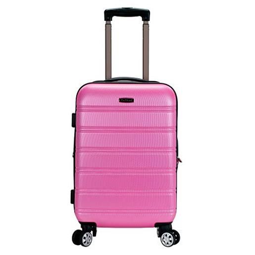 Rockland melbourne hardside - trolley espandibile con ruote girevoli, rosa, carry-on 20-inch, melbourne hardside - trolley espandibile con ruote girevoli