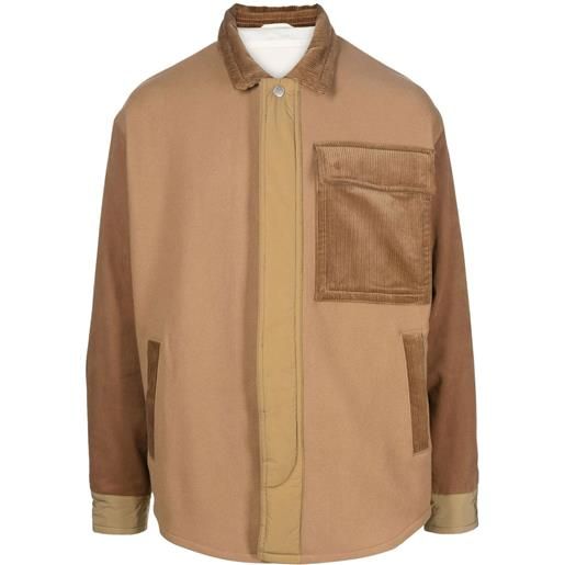 Emporio Armani giacca-camicia con dettaglio a coste - marrone