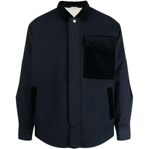 Emporio Armani giacca-camicia con dettaglio a coste - blu
