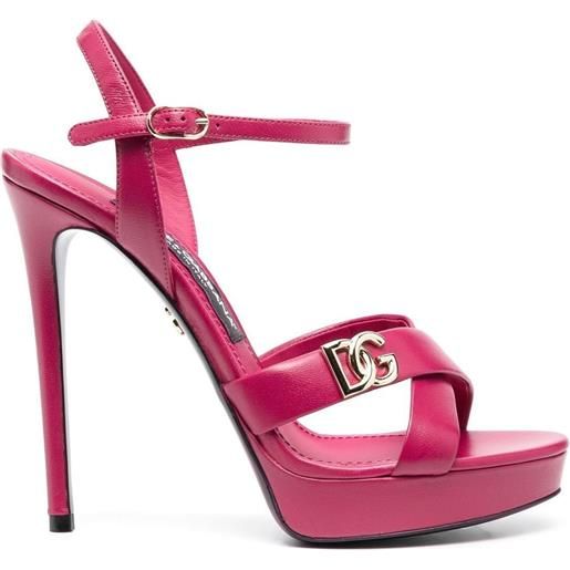 Dolce & Gabbana sandali con placca logo - rosa