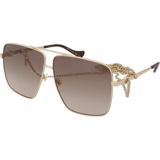 Gucci gg1087s 002 | occhiali da sole graduati o non graduati | prova online | metallo | quadrati | oro | adrialenti