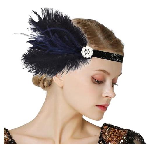 Zoestar piuma fascia perla copricapo vintage cristallo flapper dei capelli gioielli anni '20 partito costume accessori per le donne