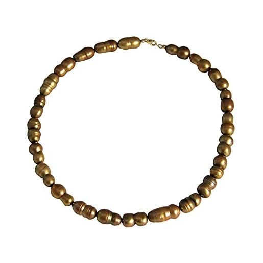 GemShine - collana - perla - bianco - placcato oro 18k - 45 cm, colore del metallo argento: silber