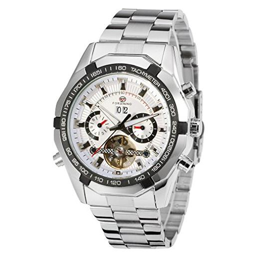 Forsining fsg340m4t2 orologio di lusso da uomo, con movimento automatico, datario, calendario, meccanismo tourbillon, orologio da polso da collezione