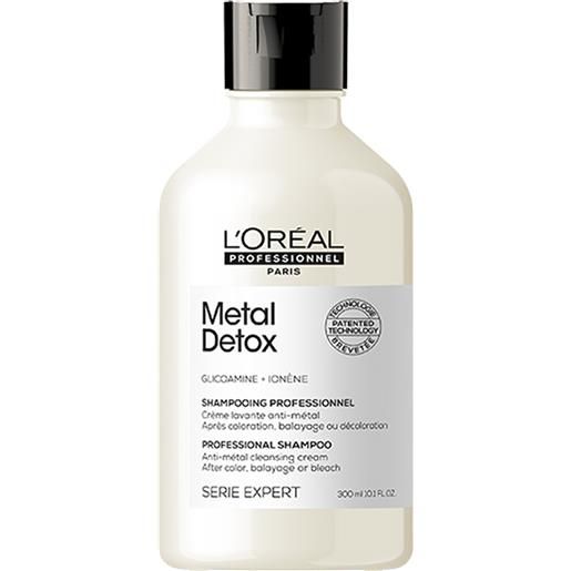 L´Oréal Professionnel shampoo per capelli colorati e danneggiati, per lucentezza, colore duraturo, composizione ricca serie expert metal detox (professional shampoo) 300 ml