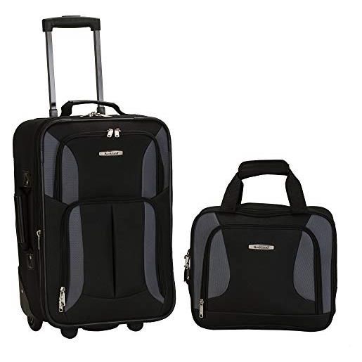Rockland set di bagagli verticali softside moda, nero/grigio, 2-piece set (14/19), set di valigie