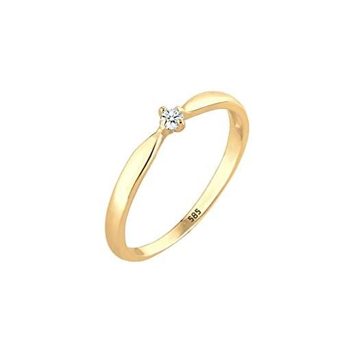 DIAMORE elli diamonds anello donne di fidanzamento onda con diamante (0,03 ct) in oro giallo 585