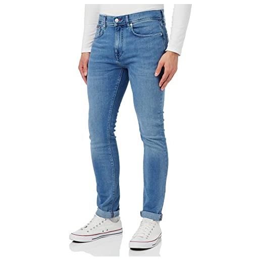 Tommy Hilfiger jeans uomo slim bleecker elasticizzati, blu (larkin blue), 36w / 32l