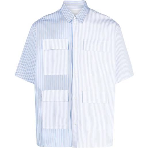 Maison Kitsuné camicia a righe con design color-block - blu