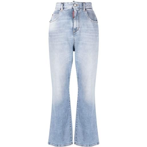 Dsquared2 jeans crop svasati a vita alta - blu