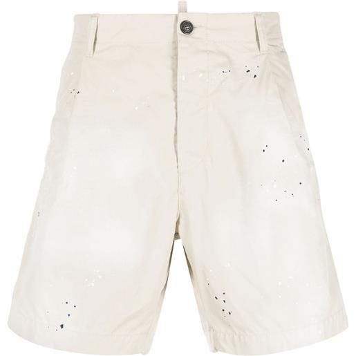 Dsquared2 shorts sartoriale con stampa vernice - toni neutri