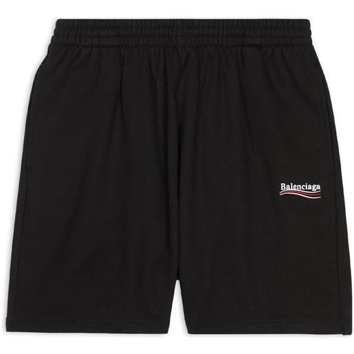 Balenciaga shorts sportivi con ricamo - nero