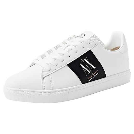 ARMANI EXCHANGE side logo patch, basic, sneaker, scarpe da ginnastica uomo, bianco op wht op wht op wht, 45.5 eu