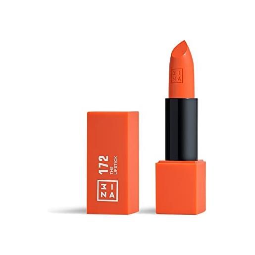 3ina makeup - the lipstick 172 - arancione - rosetto arancione rossetti matte cremosi con vitamina e e burro di karite - alta pigmentazione al profumo di vaniglia - vegan - cruelty free