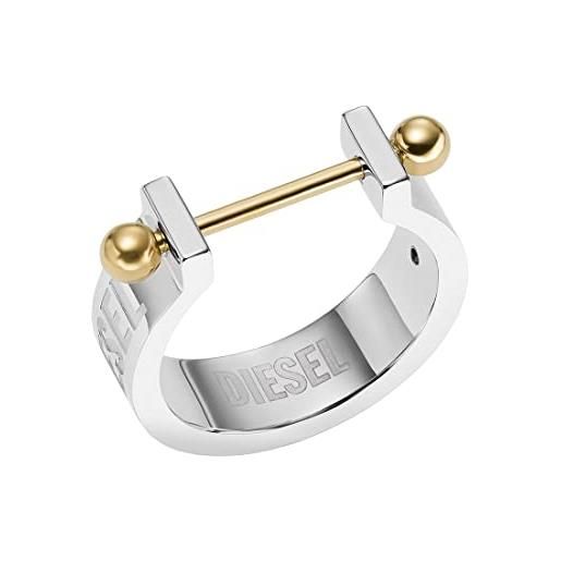 Diesel anello da uomo in acciaio, larghezza: 7mm anello in acciaio inox argento, dx1407931