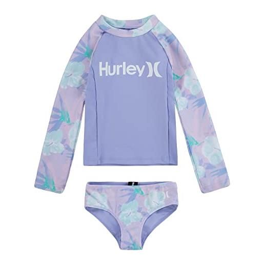 Hurley hrlg 2 rashguard set costume da bagno in due pezzi, pink punch, 10 anni bambine e ragazze