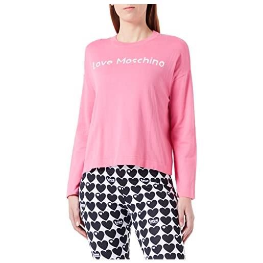 Love Moschino maglione a maniche lunghe con scollo rotondo, nero bianco, 44 donna