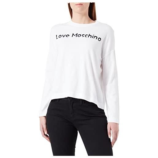 Love Moschino maglione a maniche lunghe con scollo rotondo, nero bianco, 44 donna