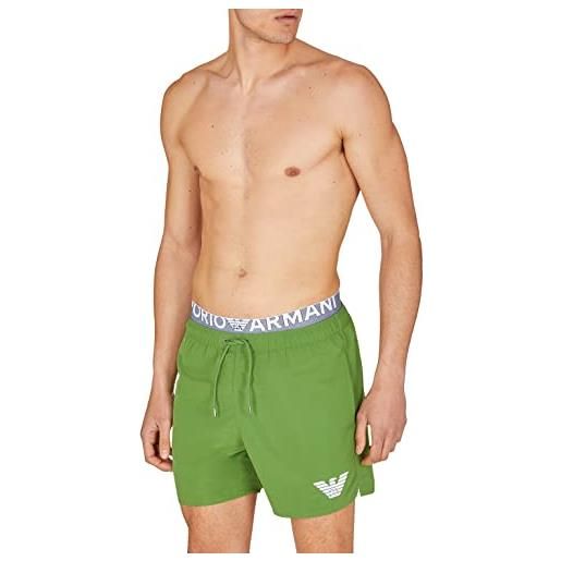 Emporio Armani boxer logo band, costume da bagno uomo, verde, 50