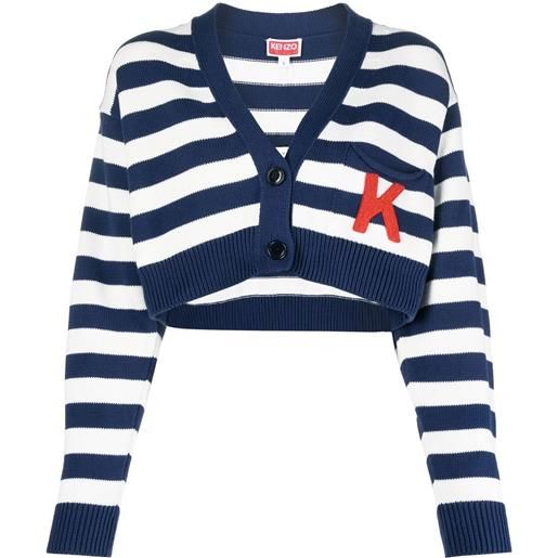 Kenzo cardigan crop nautical stripes - blu