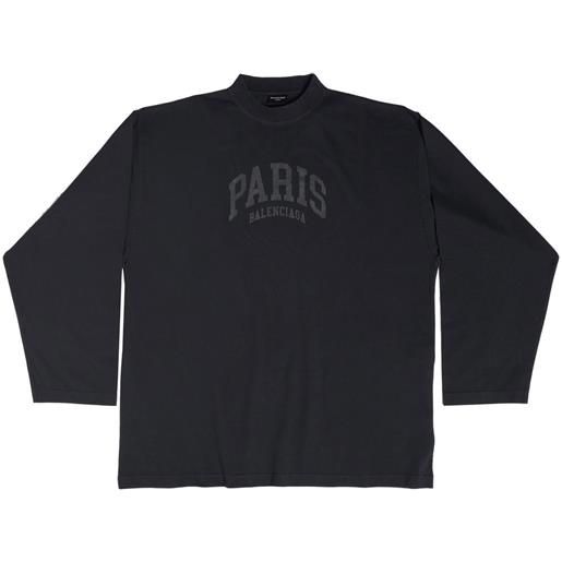 Balenciaga t-shirt oversize cities paris a maniche lunghe - nero