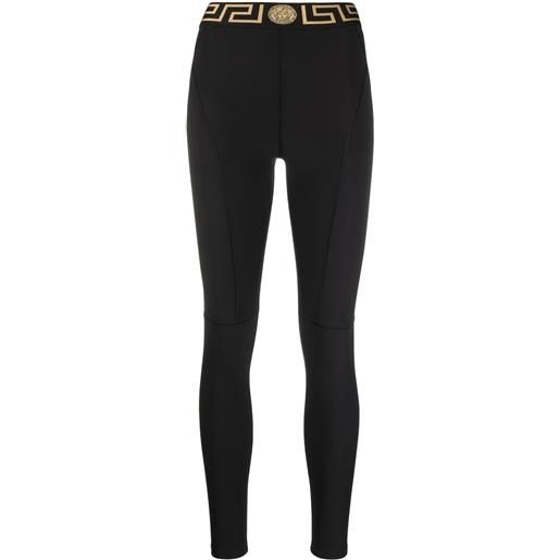 Versace leggings con banda logo - nero