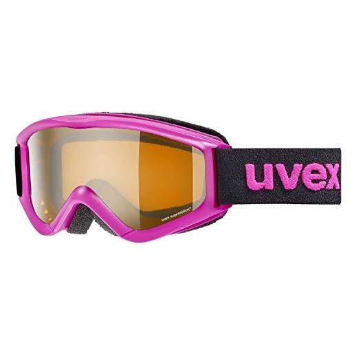 Uvex speedy pro, occhiali da sci per bambini, con intensificazione del contrasto, campo visivo ampliato, privo di appannamenti, pink/lasergold, one size