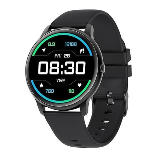 ASIAMENG orologio da uomo rotondo, smartwatch cardiofrequenzimetro, orologio sportivo podometro impermeabile ip68, monitoraggio del sonno, orologio intelligente bluetooth notifica sms e chiamata per