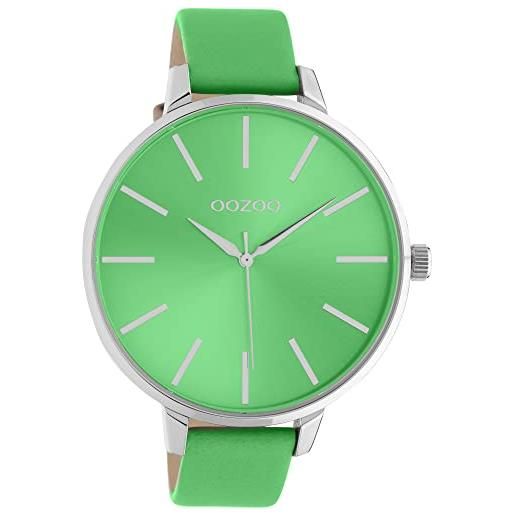 Oozoo orologio vintage da donna - orologio da polso da donna con cinturino in pelle 16 mm - analogico da donna, verde fumo, extra groß, cinghia