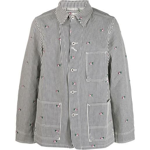 Kenzo giacca-camicia con ricamo a fiori - bianco