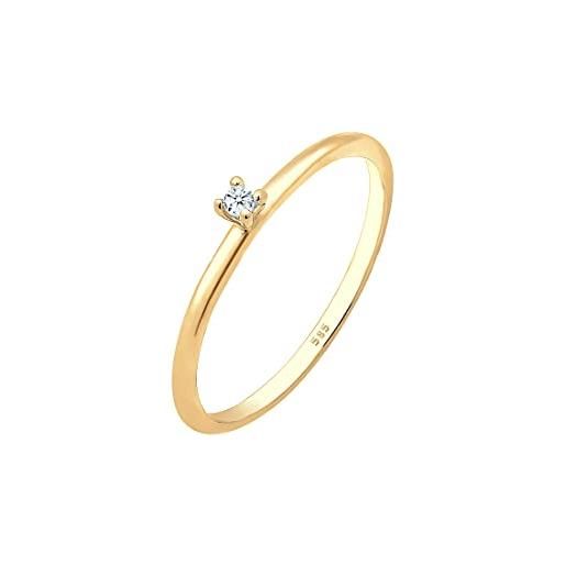 DIAMORE elli diamonds anello donne solitario di fidanzamento con diamante (0,015 ct. ) in oro giallo 585