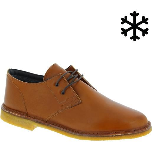 L'artigiano Florence scarpe basse da uomo in pelle marrone con fodera invernale 114 vit. Cuoio