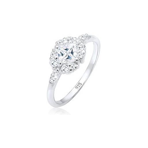 Elli premium anello solitario da fidanzamento donna argento, misura 16