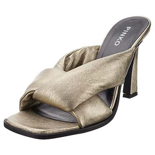 Pinko corinne sabot nappa laminata, sandali con tacco donna, h62_oro luminoso, 36 eu larga