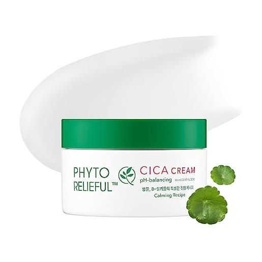 THANKYOU FARMER phyto relieful cica cream 80ml - vegan, centella asiatica for soothing, korean skin care, face moisturizer for women, mens face moisturizer, moisturizer face cream