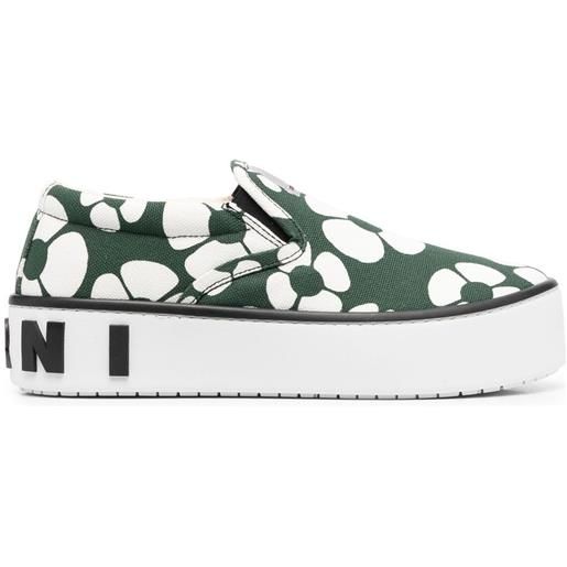 Marni sneakers a fiori - verde