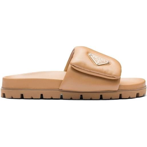 Prada sandali slides con placca logo - toni neutri