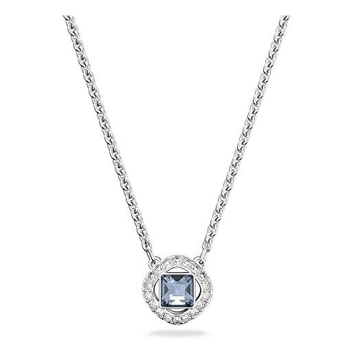 Swarovski angelic square collana, con pavé di cristalli e cristalloSwarovski a taglio squadrato, placcata in tonalità rodio, azzurro