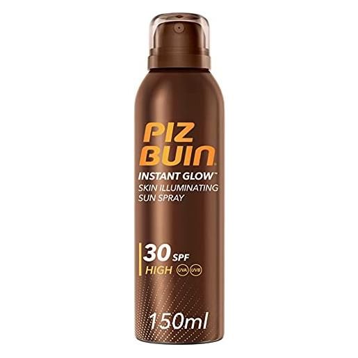 Piz buin, spray illuminatore della pelle, instant glow, 30 spf, protezione alta, assorbimento rapido, non contiene autoabbronzante, 150ml