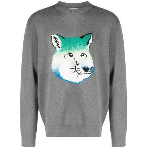 Maison Kitsuné maglione vibrant fox head - grigio