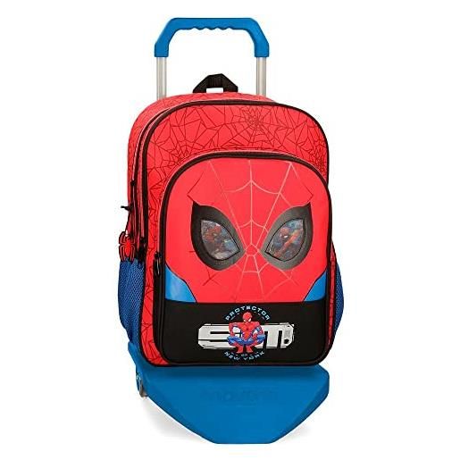Marvel spiderman protector zaino scuola doppio scomparto con trolley rosso 30x40x13 cm poliestere 15,6l