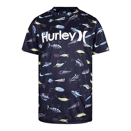 Hurley hrlb lure upf s/s top maglietta, nero, 12 anni bambini e ragazzi